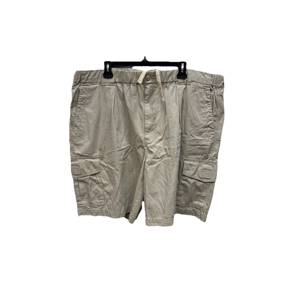 Tommy Bahama Shorts Men 2XT Beige Cargo Elastic Waist Drawstring Cotton Zip Tie